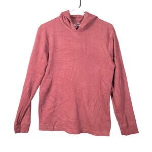 Eddie Bauer Mens Sweater Hoodie Maroon Pullover Henley Cotton Blend Small